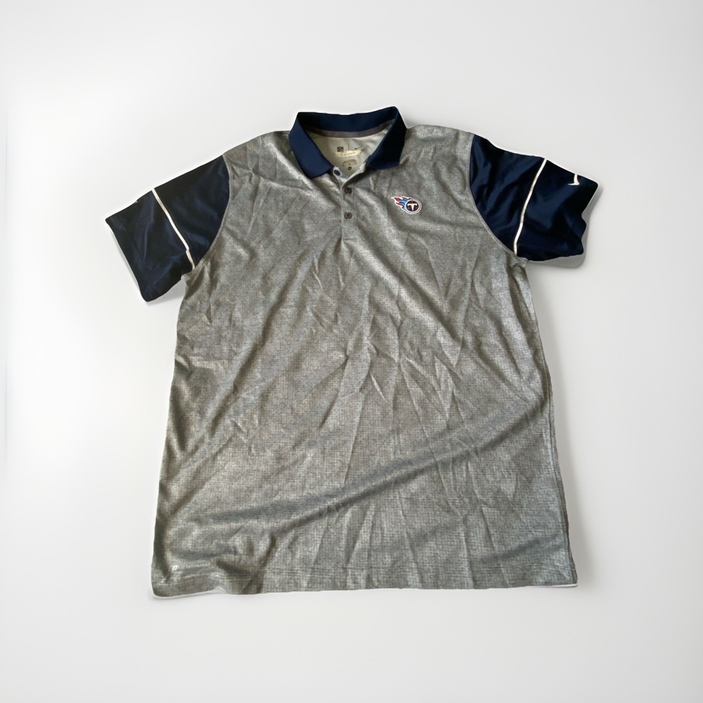 Tennessee Titans Team Issued‎ Men's XL Gray Navy NFL Football Dri Fit Nike Polo